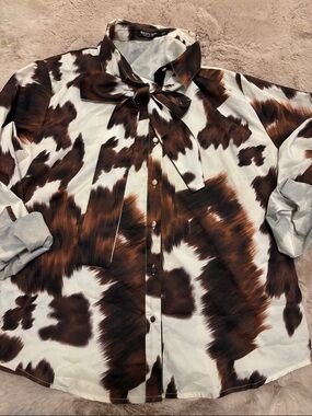 Nasty Gal Cow Button Down Shirt